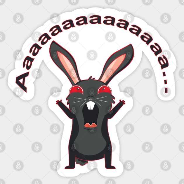 Black rabbit screaming Sticker by AnnArtshock